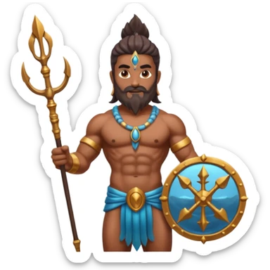 indian god with Poseidon trident sticker