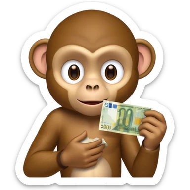 create a monkey holding a 20 euro bill I NEED EXACT A 20 EURO BILL sticker