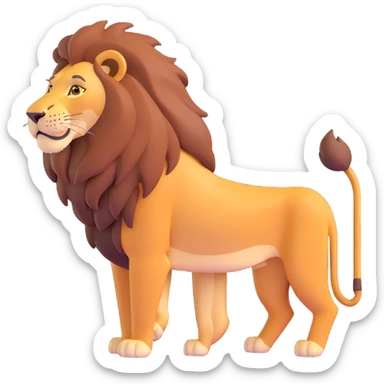 FULL BODY panthera leo male style wild, full flat cute side profile design in 3d soft l centered composition cartoon style128x128 pixels 1 tail sticker