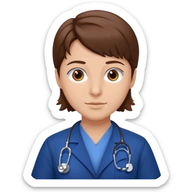 doctor con uniforme azul oscuro cabello marron sticker