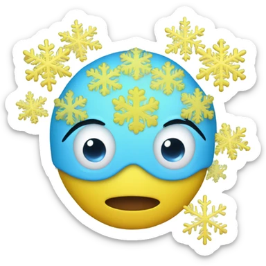 Ideal iPhone Yellow emoji face with light blue snowflakes in place of the eyes  sticker