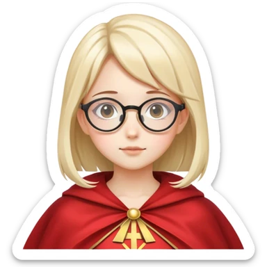 girl with an anime style cape and round glasses sticker