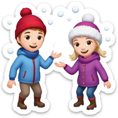 snowball fight pair each other sticker