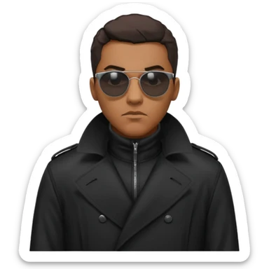 black man in black trenchcoat and matrix sunglasses sticker