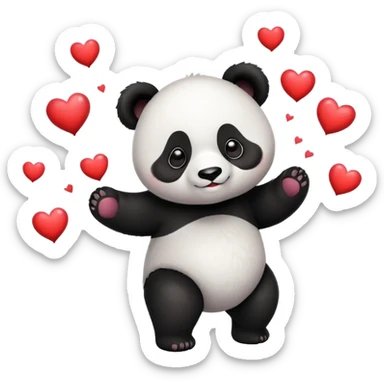 cute panda with black eyes juggling hearts sticker