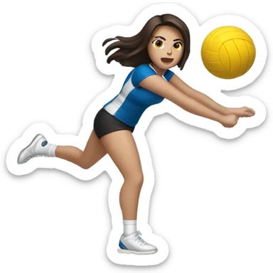 Brunette girl playing hitting a volleyball sticker