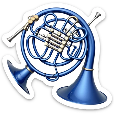Blue circle french horn, all blue sticker