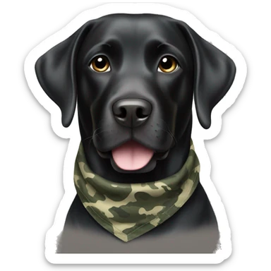 Black Labrador wearing camo bandana sticker