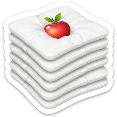 stack of two white sterile gauze pads, soft and slightly textured, clean square edges, lightweight, neatly layered, medical use, no packaging or extras, apple emoji style, soft lighting, subtle shadows, transparent background, emoji scale sticker