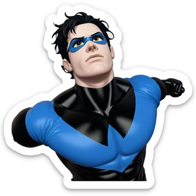 muscular superhero in black bodysuit sticker