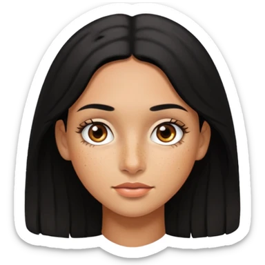 Pretty tan Latina girl with a freckle nose hazel eyes and black hair sticker
