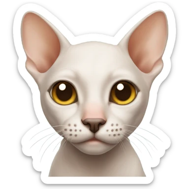 Hairless cat with brown nose sticker
