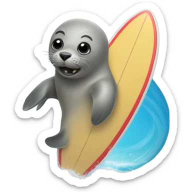 A seal on a surf board  sticker