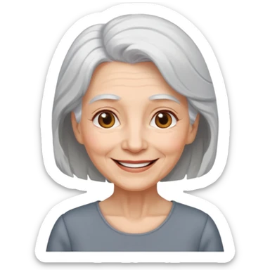 elderly woman white hair and gray dress sticker