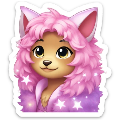 Anthro Shiny Pastel Glitter Sparkle Stars Pink Gradient Anime Chibi Fakémon Fur Sona sticker