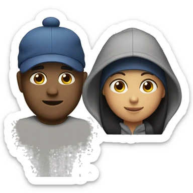 an couple, the guy wearing cap and hoodie.  sticker