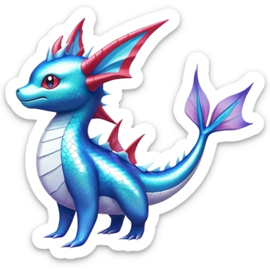 Shiny iridescent Vaporeon-Milotic-Latios-fakemon-hybrid sticker