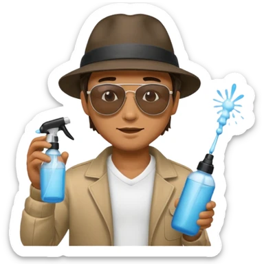 man spraying with spray sticker