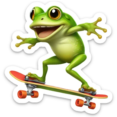Sick ass frog doing a kickflip sticker
