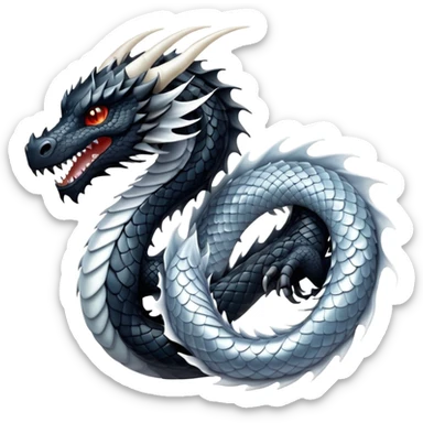 Black dragon white dragon sticker