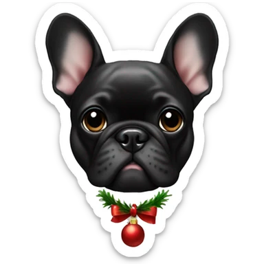 Black French bulldog face Christmas  sticker