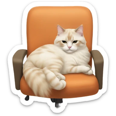cream and orange ragdoll cat sleeping on an office chair sticker