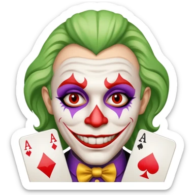 crazy colorful human jolly joker from poker sticker