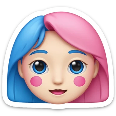 I would like a 67 emoji with pink and blue coloring, please sticker