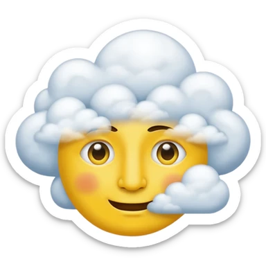 No mouth face in clouds a yellow circle remove nose and remove a white eyes sticker