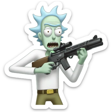 Rick and Morty with guns sticker