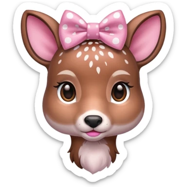Doe with a pink bow sticker