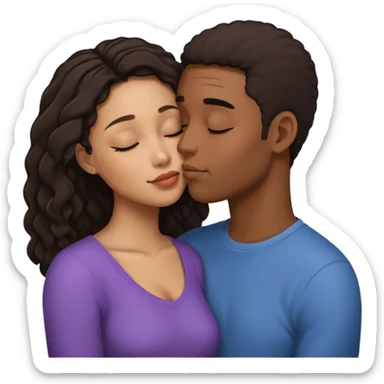 Ebony couple, light skin female brown skin male kissing sticker