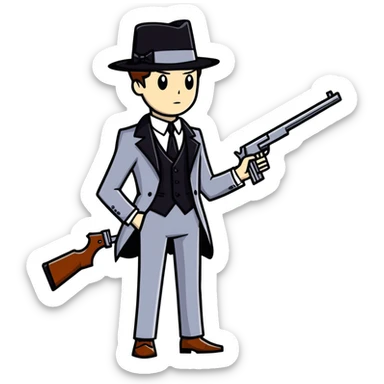 Dandy as a gangster sticker