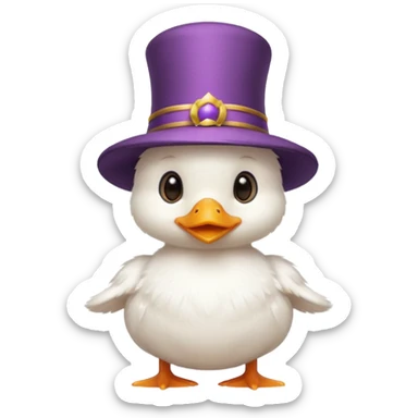 white baby duck with magician hat
 sticker