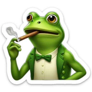 Frog smoking cigar sticker