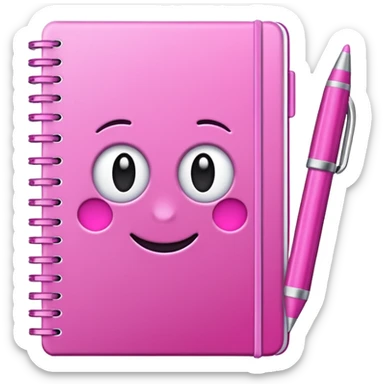 make a notebook with a pen with girly pink tones. sticker