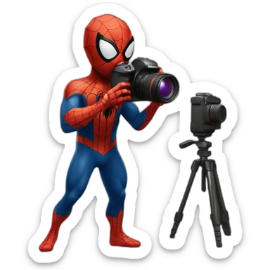 Spiderman taking pictures with camera sticker
