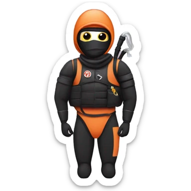 Ninja wearing a scuba tank and flippers sticker