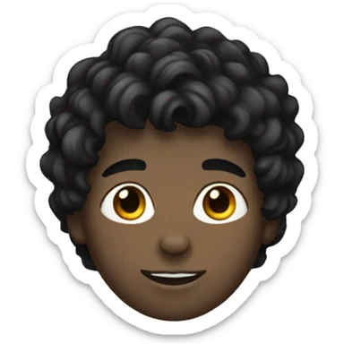 Boy with black wavy hair and white skin sticker
