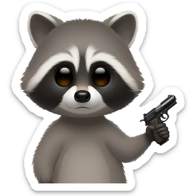 Raccoon with a gun sticker