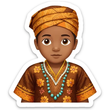 Indonesian child wearing traditional batik clothing sticker