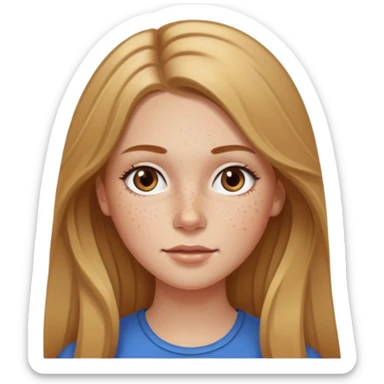 White girl with freckles and long dark blonde hair sticker