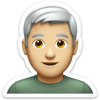 Generate an emoji-style avatar of a man with short red hair, trimmed beard, light skin, and gray-green eyes. Use the clean and smooth iOS emoji style, with a neutral facial expression, simple shapes, and smooth gradients. sticker