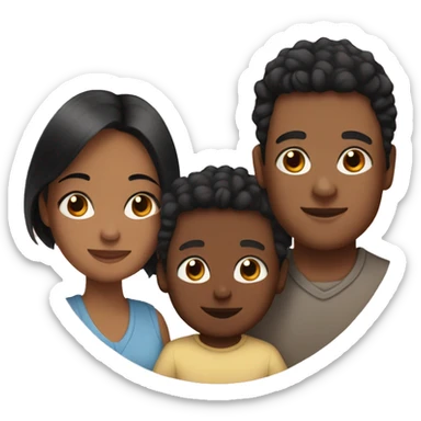 Couple with black hair and baby boy sticker