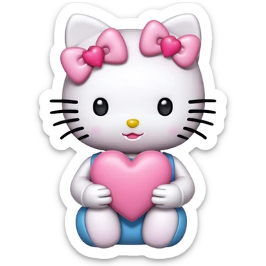 Hello kitty holding pink heart sticker