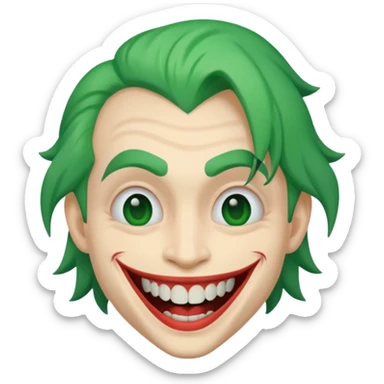 Joker face with big smile and only one tooth sticker