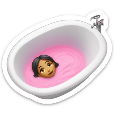 girl lies in a pink bath sticker