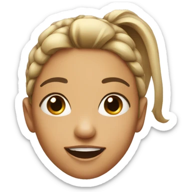  Girl with ponytail, head looking up, tongue out, eyes looking up sticker