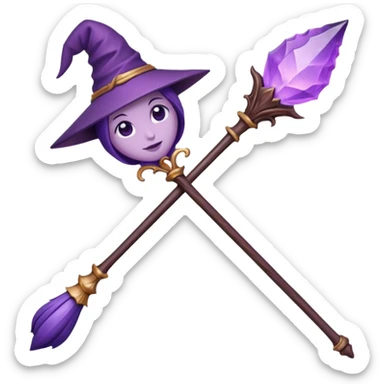 esoteric purple witch staff sticker