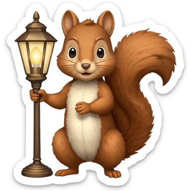 squirrel holding lamp light sticker